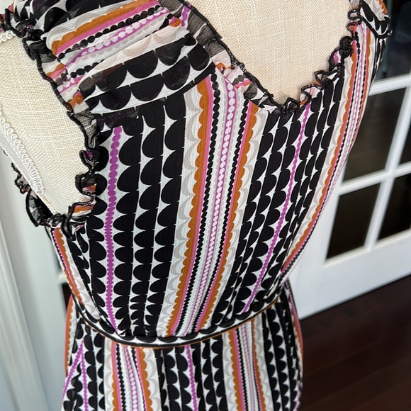 MERONA (Target) tank dress, dot/stripe pattern black, purple, brown size S - Picture 4 of 11